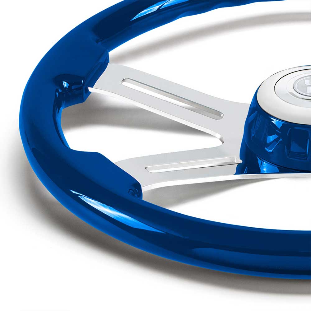 18" 4 Spoke Painted Wood Steering Wheel with Bezel, Horn