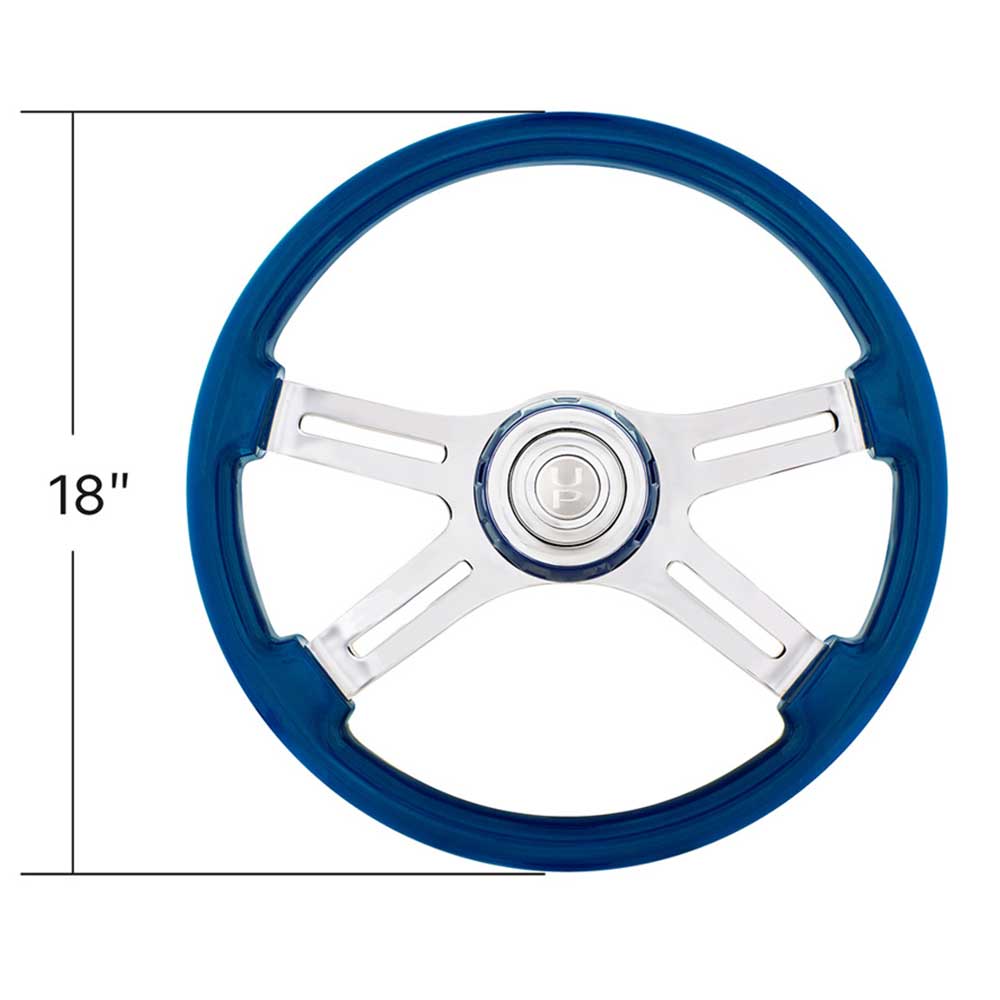 18" 4 Spoke Painted Wood Steering Wheel with Bezel, Horn