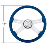 18" 4 Spoke Painted Wood Steering Wheel with Bezel, Horn