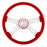 18" 4 Spoke Painted Wood Steering Wheel with Bezel, Horn