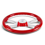 18" 4 Spoke Painted Wood Steering Wheel with Bezel, Horn