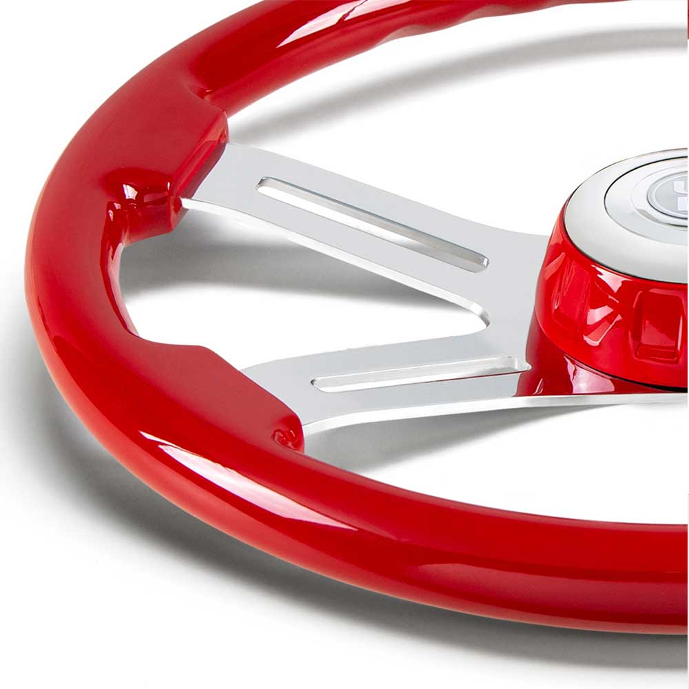 18" 4 Spoke Painted Wood Steering Wheel with Bezel, Horn
