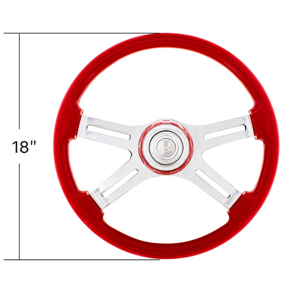 18" 4 Spoke Painted Wood Steering Wheel with Bezel, Horn