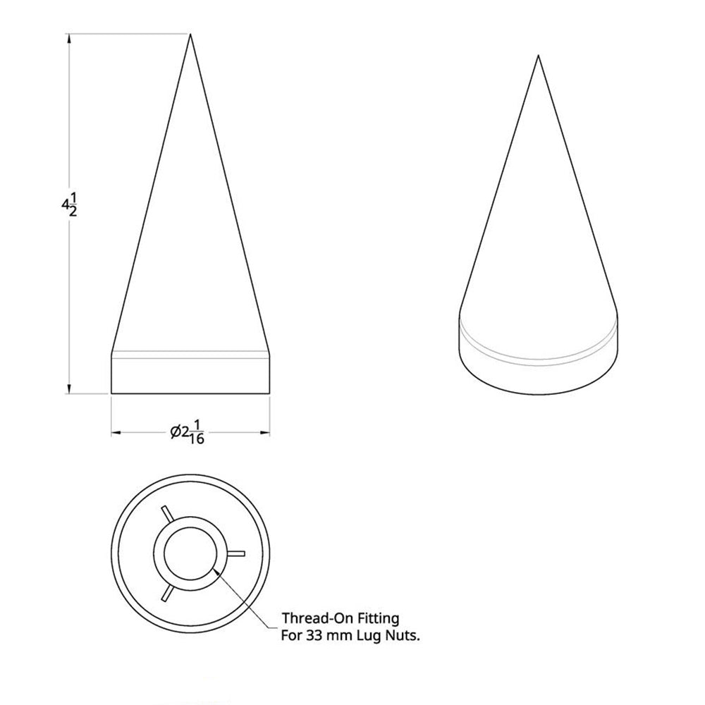33mm x 4-1/2" Chrome Plastic Spike Nut Cover - 60PK Thread On