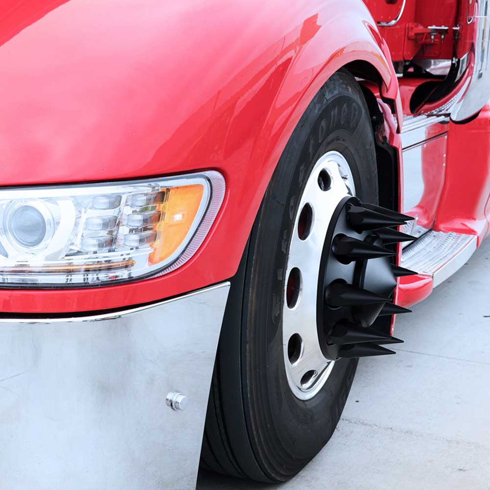 33mm Front Pointed Black Matte Axle Cover with Push On Nut Covers