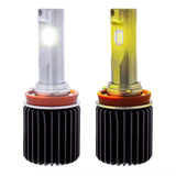 H11 Triple Color High Power 12V LED White and Yellow Bulbs - 2 Pack