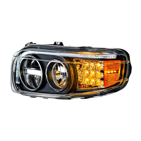 Peterbilt 388, 389, 567 blackout LED headlight with turn and position light bars, detail