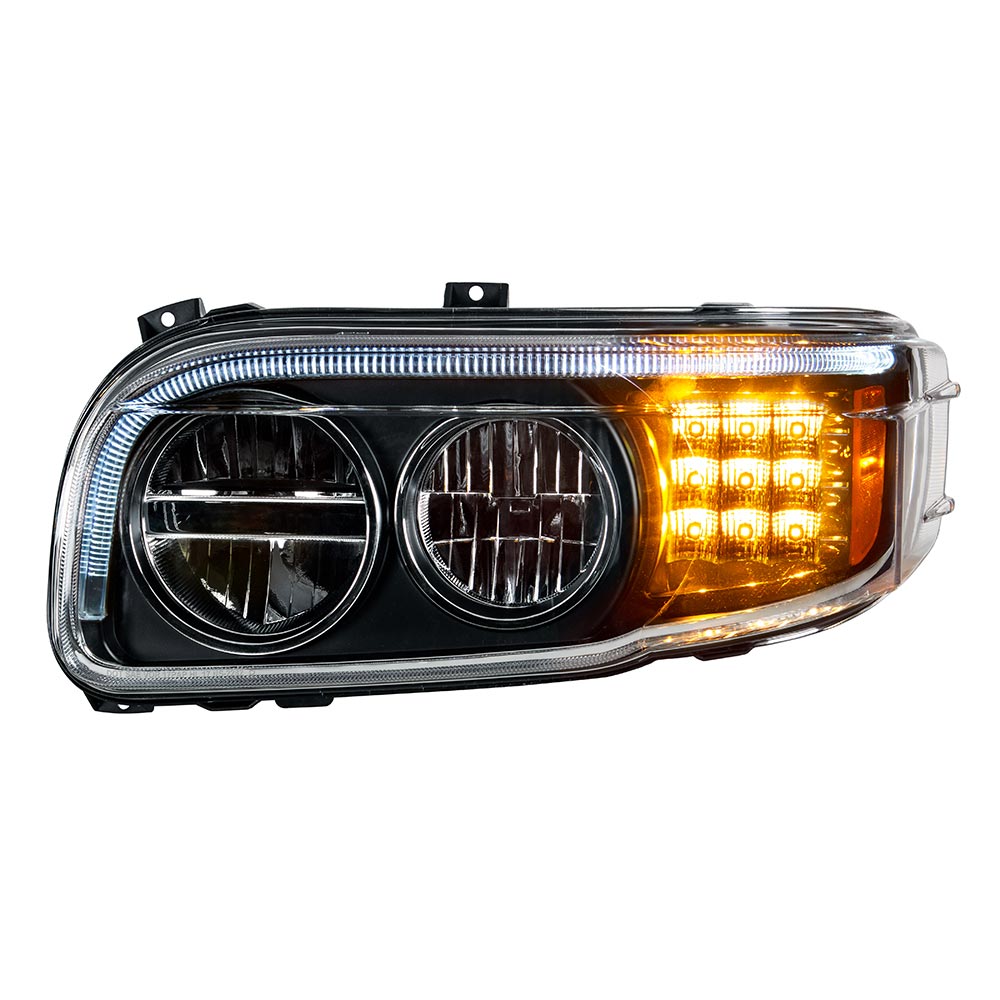 Peterbilt 388, 389, 567 Blackout LED Headlight with Turn and Position Light Bars