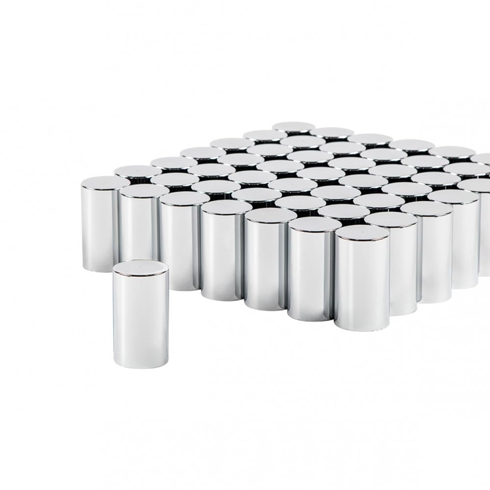 33mm x 3-1/2" Chrome Plastic Flat Top Cylinder Nut Cover - Push On 60PK