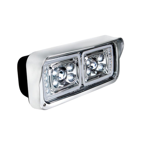 Chrome 10 LED projection headlight with turn signal and position bar, closer view