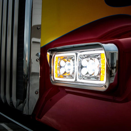 Another angle of chrome 10 LED projection headlight with turn signal and position bar