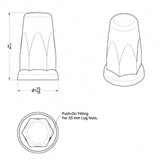 33mm x 3-1/4" Chrome Plastic Tall Top Hat Nut Cover - Push On
