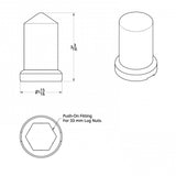 33mm Chrome Plastic Pointed Nut Cover - Push On