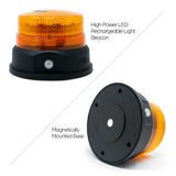 5"D High Power 24 Amber LED Magnet Mounted and Battery Operated Rechargeable Light Beacon