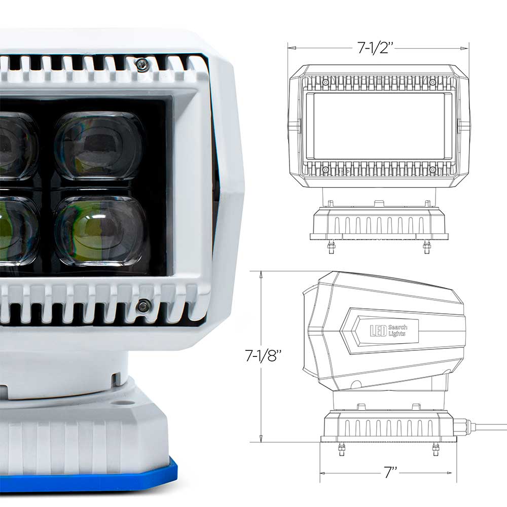 Bluetooth Searchlight with Wireless Remote with 10-30 VDC, 360° Rotation