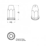 33mm Chrome Plastic Nut Cover - Thread On 60-Pack