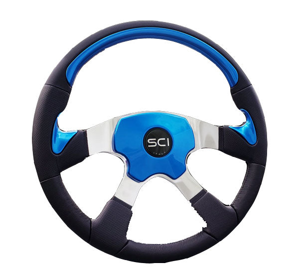 Blue Four Spoke Traveler Steering Wheel 18"