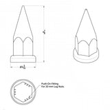 33mm Chrome Plastic Hex Spike Nut Covers - Push On 10PK