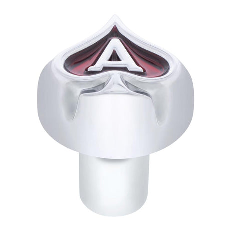 Chrome ace of spades thread-on shifter knob, close-up