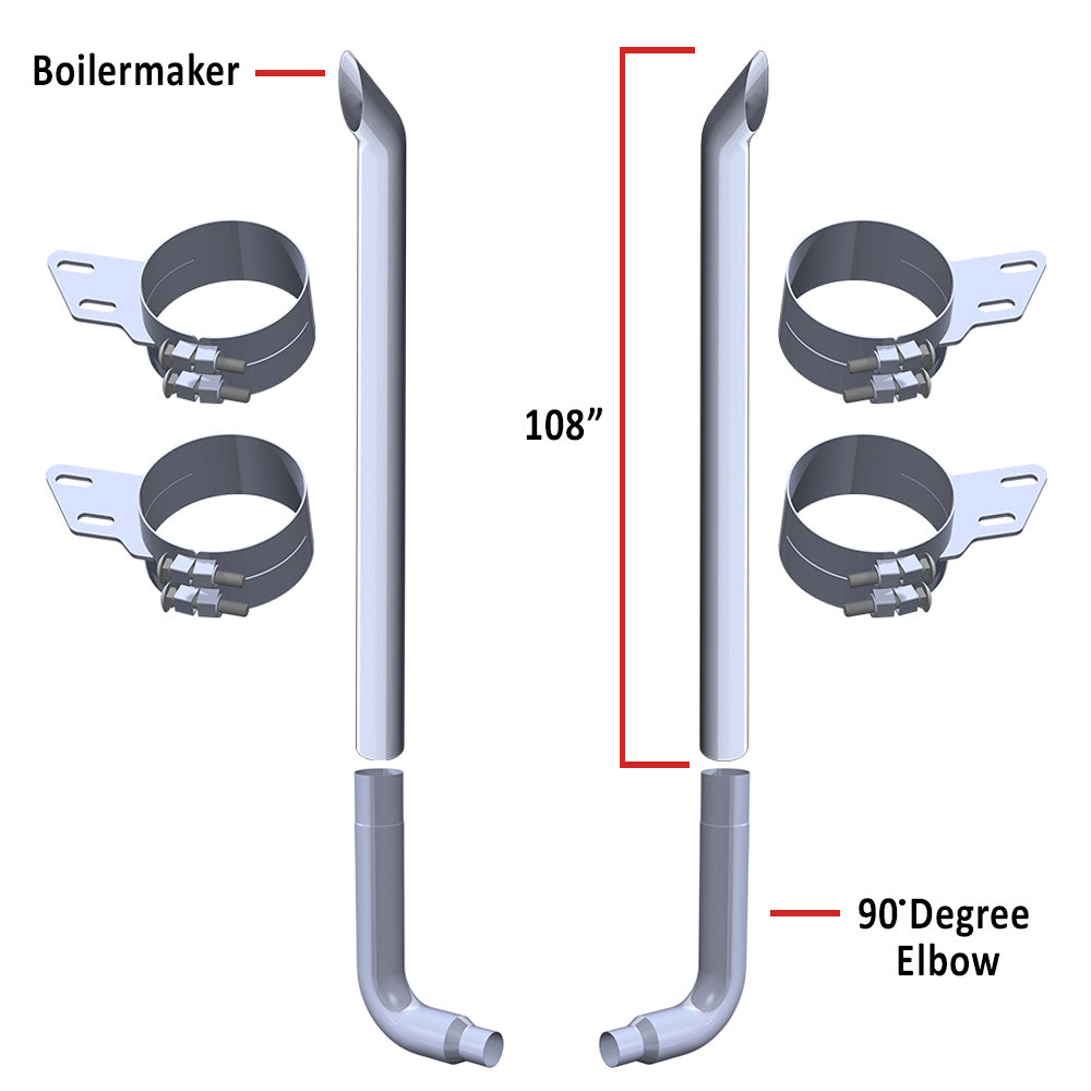 Peterbilt 359, 379, 389 8" x 108" Boilermaker Exhaust Kit