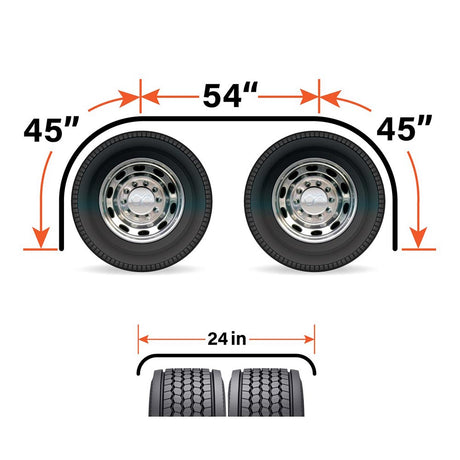144" Mirror finish 14 gauge 304 stainless steel extra long tandem axle fenders, close-up