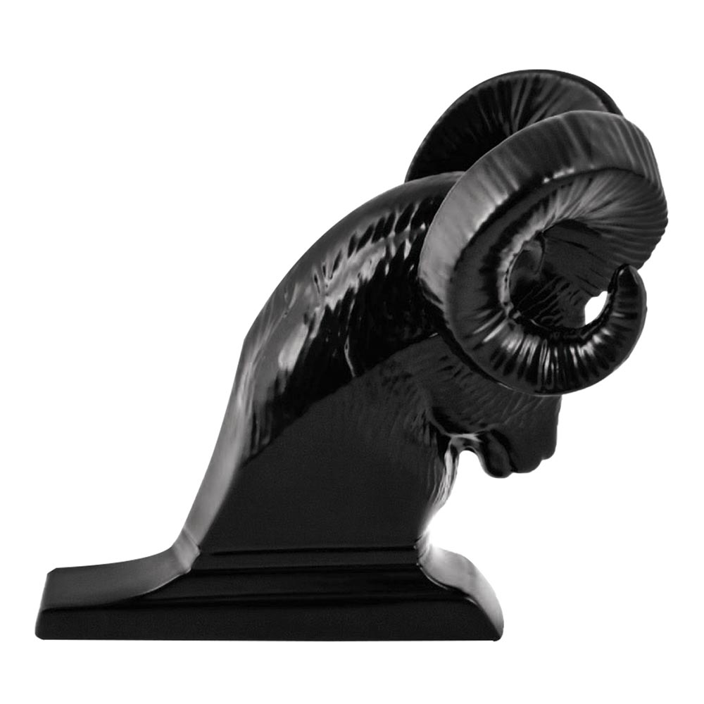 Black Ram's Head Hood Ornament with LED Eyes