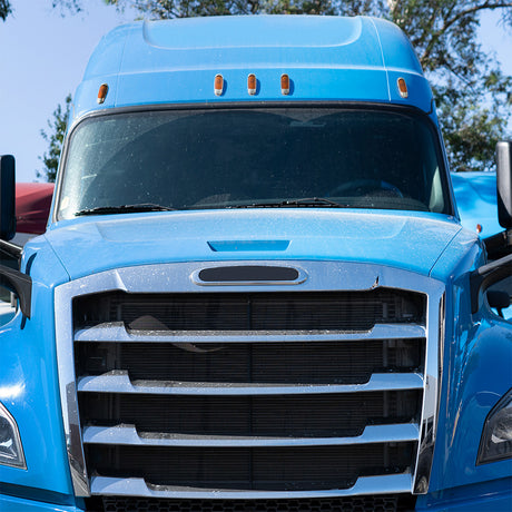 Another angle of Freightliner Cascadia 2018-2022 chrome cab light bezel