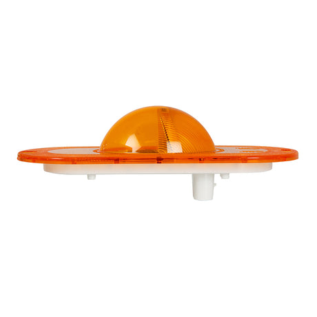 Close-up of amber oval side marker and turn LED light
