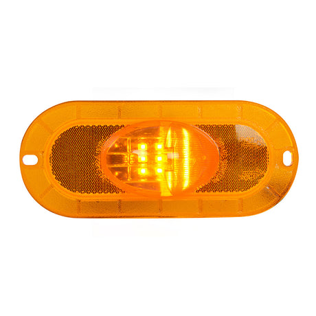 Amber oval side marker and turn LED light, closer view