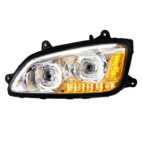 Kenworth T660 chrome LED headlight with LED turn signal for semi trucks