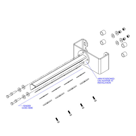 NeWay fender mounting bracket kit, close-up