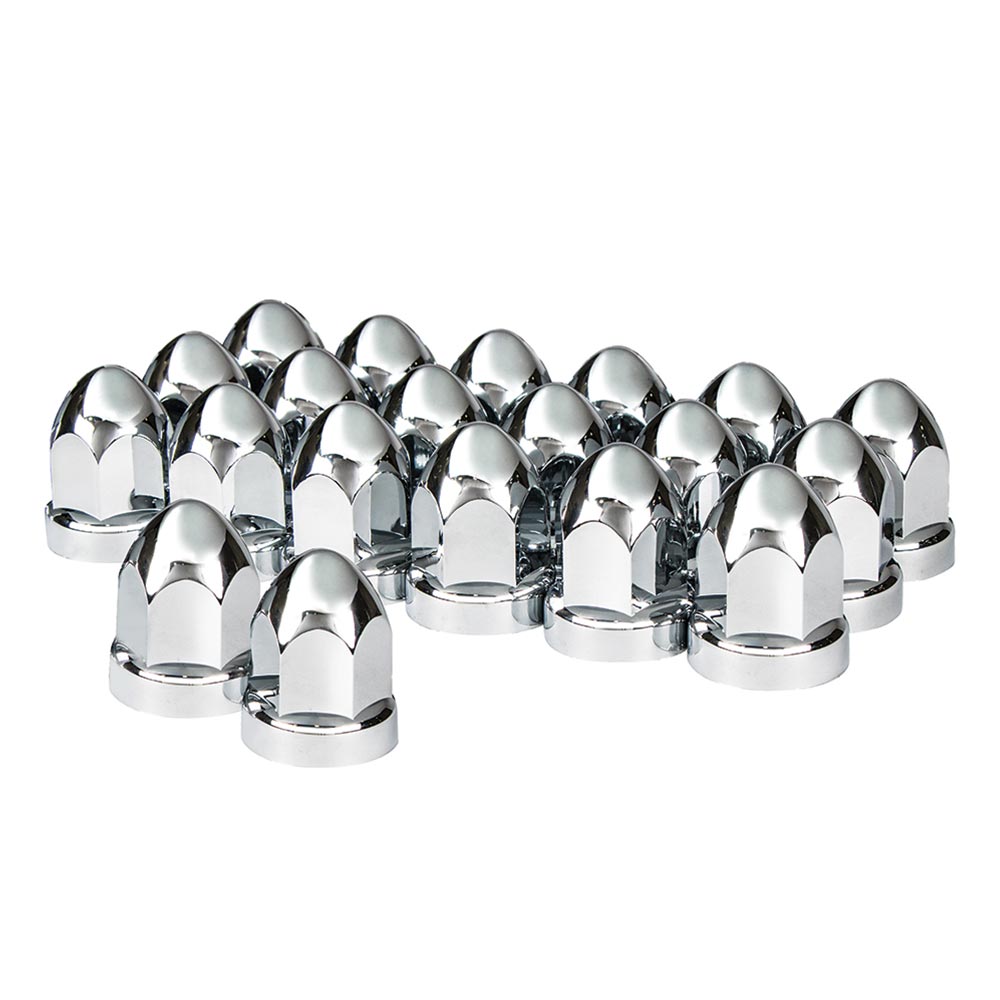 33mm Chrome Plastic Bullet Nut Cover Push On 20PK