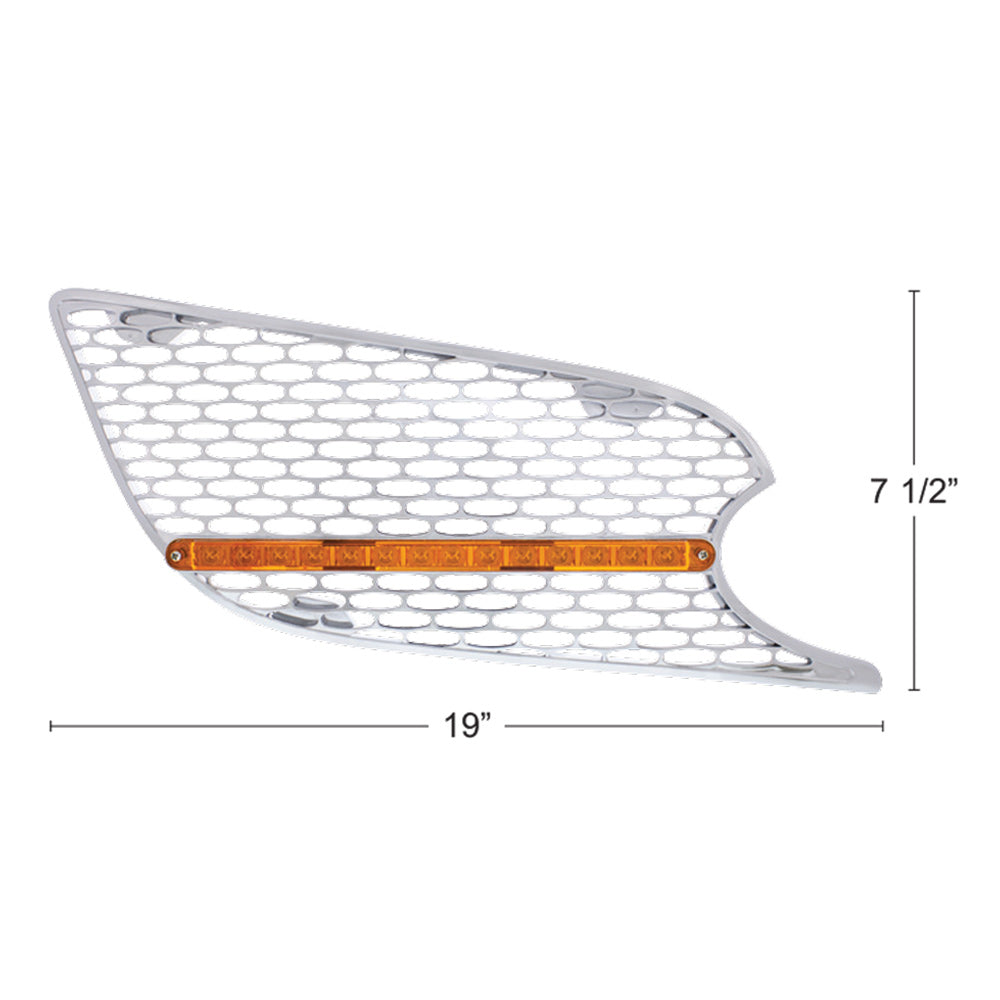 Peterbilt 579 Chrome Intake Screen with 14 Amber LED Light Bar