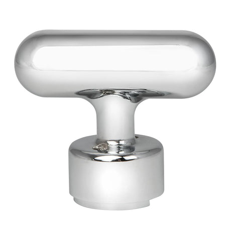 Chrome T handle 13/18 speed gear shift knob, close-up
