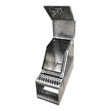 16" Wide mouth step box with stainless steel door, close-up