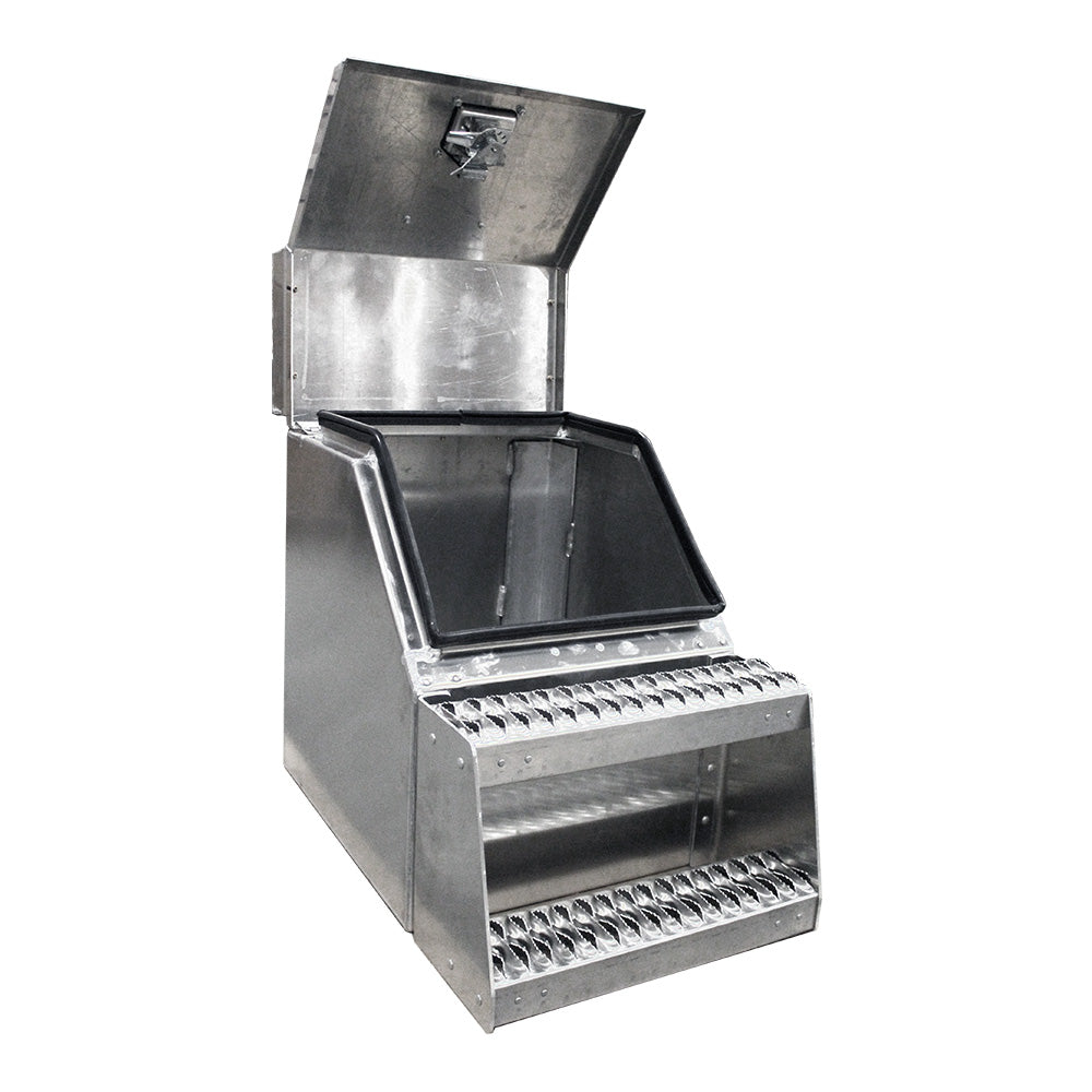 22" Wide Mouth Step Box with Diamond Plate Door