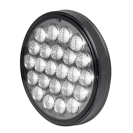 Close-up of 4" Pearl 24 LED white back up light with smoke lens
