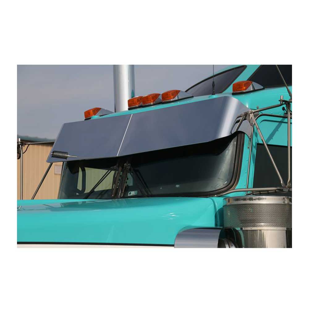Kenworth Flat Windshield 13" 304 SS Rival Straight Drop Visor