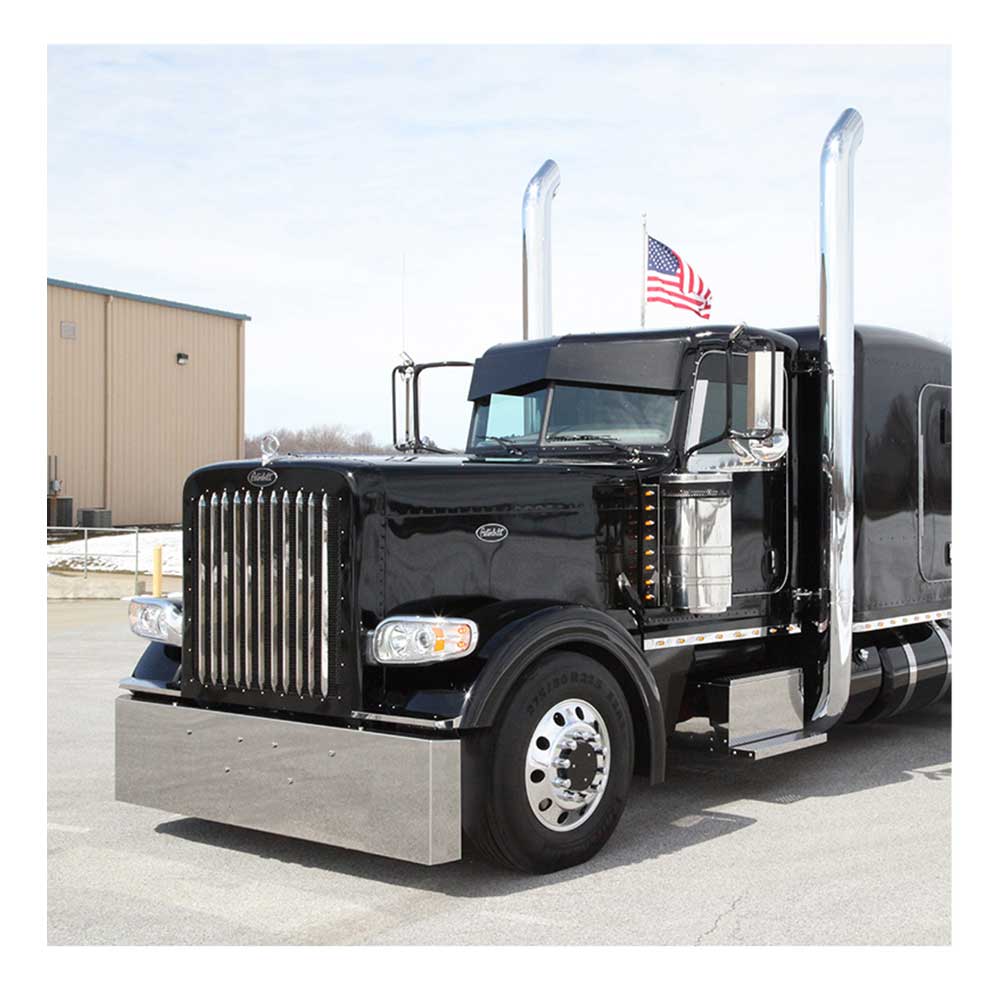 Peterbilt 388, 389, 567 22" Stainless Steel Mitered End Bumper for Set Forward Axle