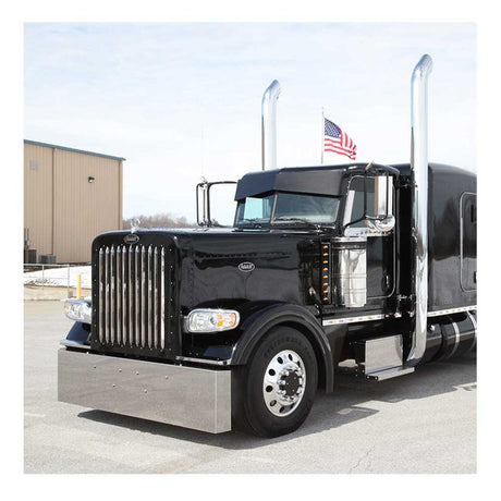 Peterbilt 388, 389, 567 22" stainless steel mitered end bumper for set forward axle for semi trucks
