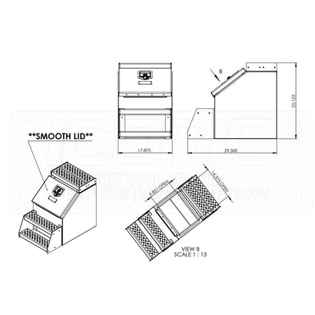 18" Smooth lid step box, close-up