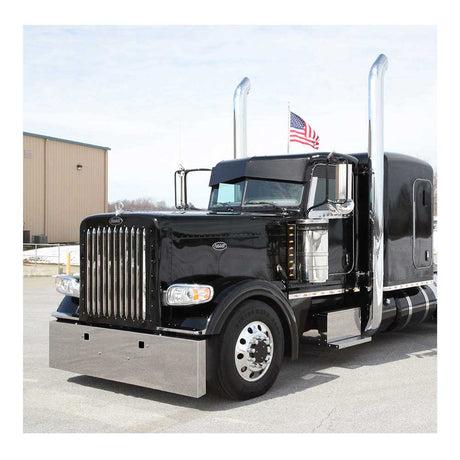Peterbilt 388/389 and 567 18" SS boxed end bumper for set forward axle for semi trucks
