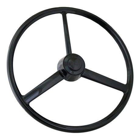 20" 3 Spoke retro blackout steering wheel, close-up