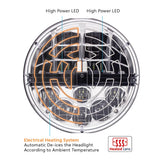 7" Round LED Headlight with Heated Polycarbonate Lens