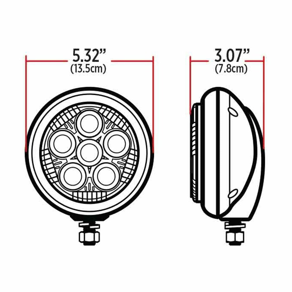 5" 6 LED Chrome/Black Work Light and Heatsink Technology