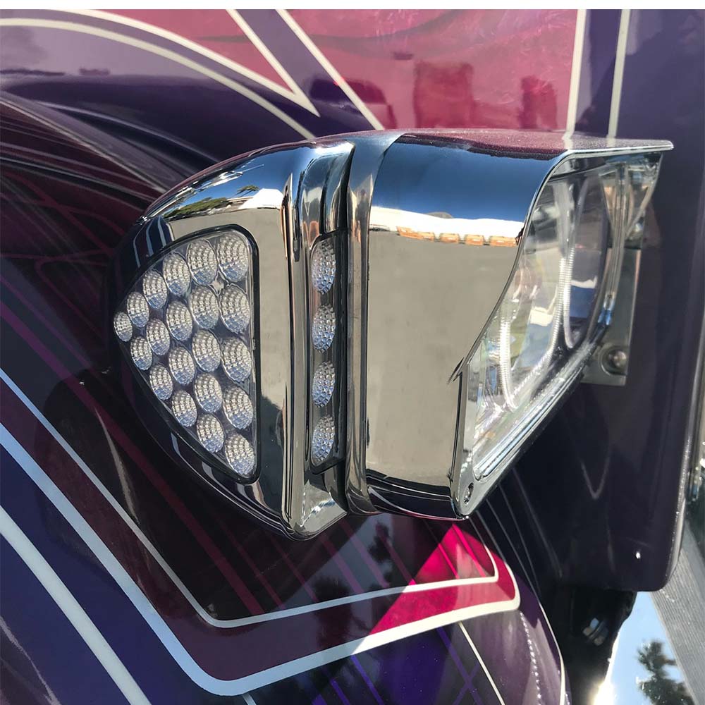 Peterbilt 357, 365, 367, 378, 379 Dual Revolution Clear Amber Turn Signal & Marker to Auxiliary LED Side Headlight
