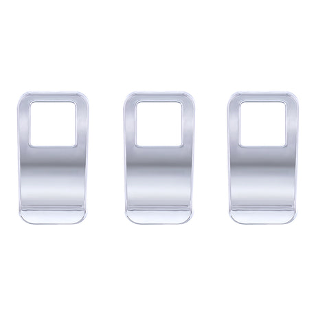 Close-up of chrome switch cover for Kenworth T680, T880, W990 - set of 3
