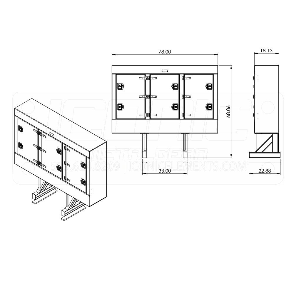 78" X 68" Cab Rack with 3 Doors, 2 Chain Hangers, 1 Shelf
