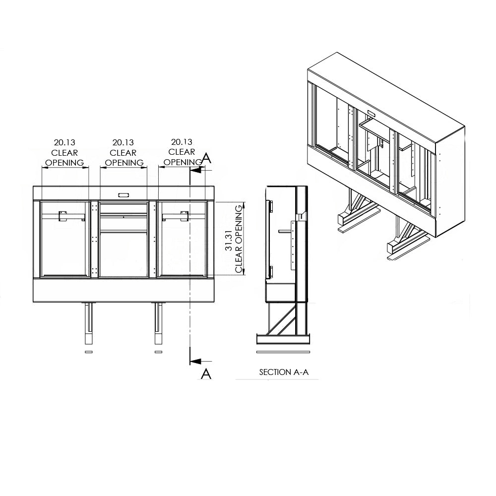 78" X 68" Cab Rack with 3 Doors, 2 Chain Hangers, 1 Shelf