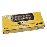 4-1/2" Double Row 12 LED Amber Warning and Strobe Light With 19 Flash Patterns Surface Mount